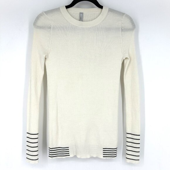 Athleta Table‎ Rock Fitted Ribbed Sweater Merino Wool Sea Salt Ivory XS - Picture 2 of 9